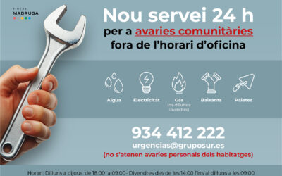 Nou servei 24 h per a avaries comunitàries fora de l’horari d’oficina